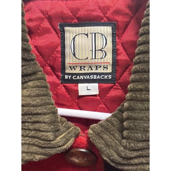 CB Wraps By Canvasbacks Quilted Wool Vest L Red & Brown - Picture 3 of 9